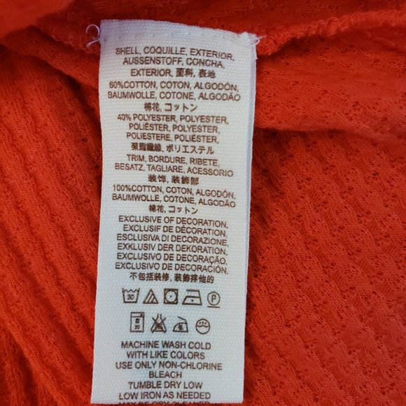 Free People Womens M Top Red Flared Sleeve Eyelet Embroidered V-Neck Blouse - Picture 10 of 12